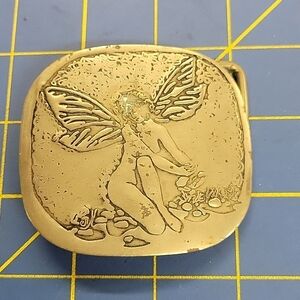 Lady w Wings Pixie Silver Tone Belt Buckle
